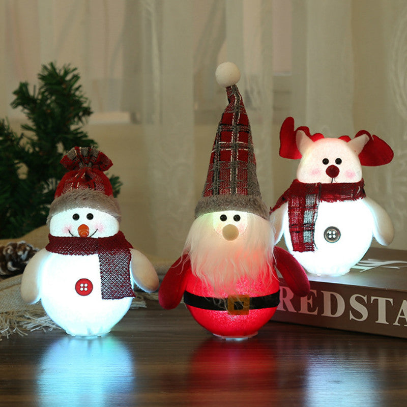 Christmas Decorations LED Santa Claus Snowman Deer Creative New Luminous Xmas Tree Pendant Gnome Gifts Ornaments Decoration