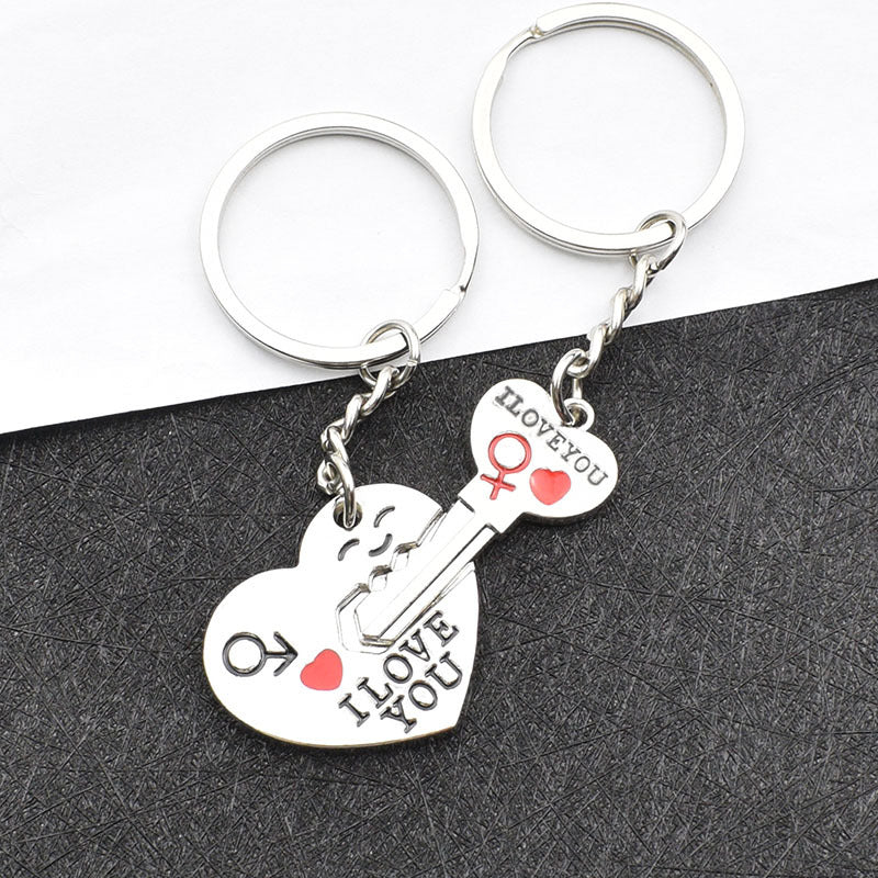 Heart-shaped Keychain English Secret Love Keychain Couple Keychain