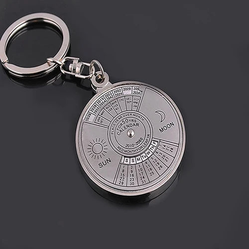 50 Years Perpetual Calendar Keyring Keychain Silver Alloy Key Ring Keyfob Decoration 8OU9